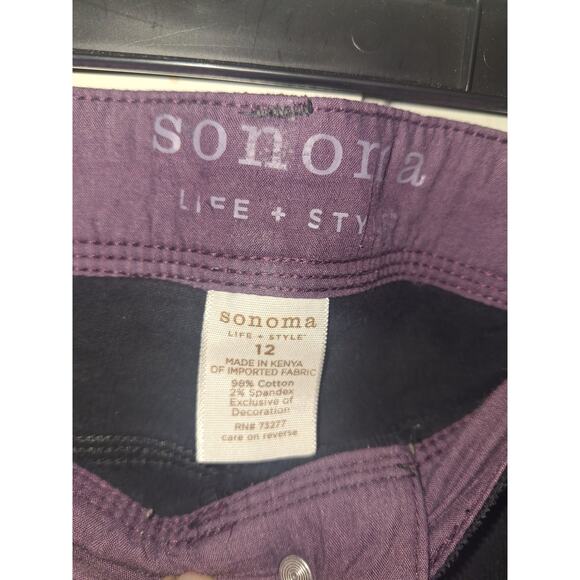 Sonoma Black Corduroy Size 12 Wideleg Pant Cool Girl Dark Academia Boho Western - Picture 3 of 3